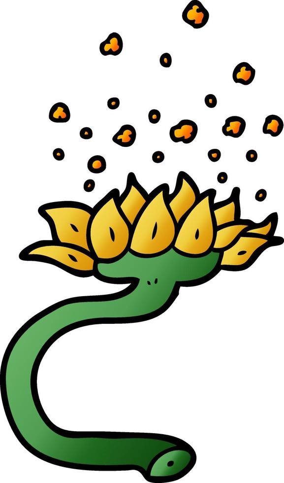 cartoon flower releasing pollen vector