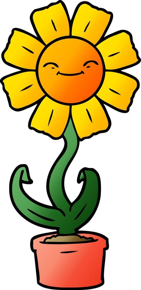 happy cartoon flower vector