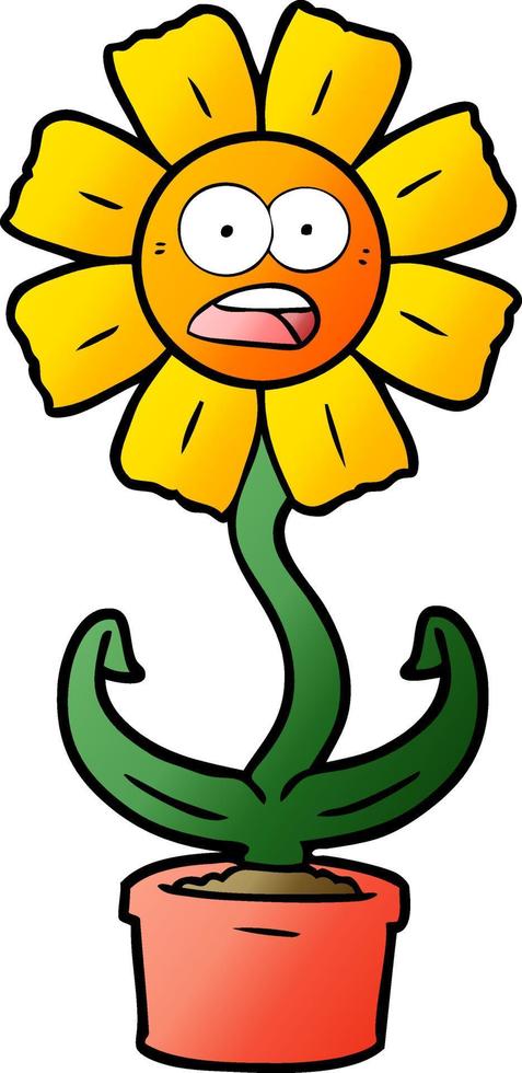 cartoon shocked flower vector