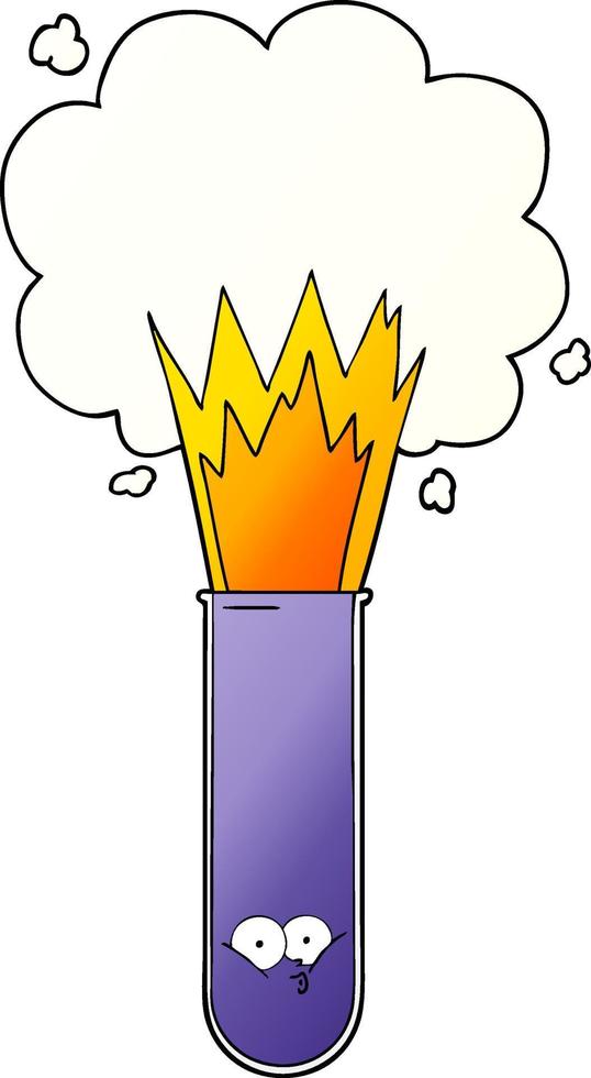 cartoon exploding chemicals in test tube vector