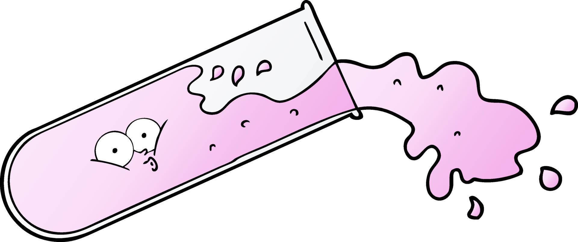 cartoon test tube spilling vector