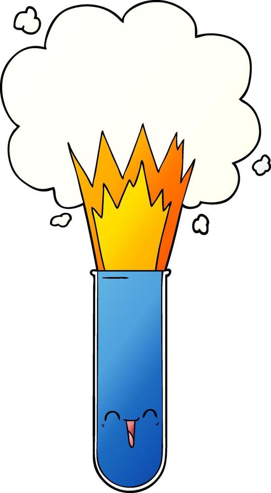 cartoon exploding chemicals in test tube vector