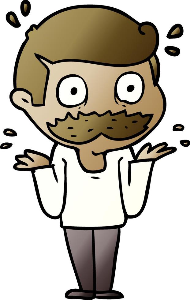 cartoon man with mustache shocked vector