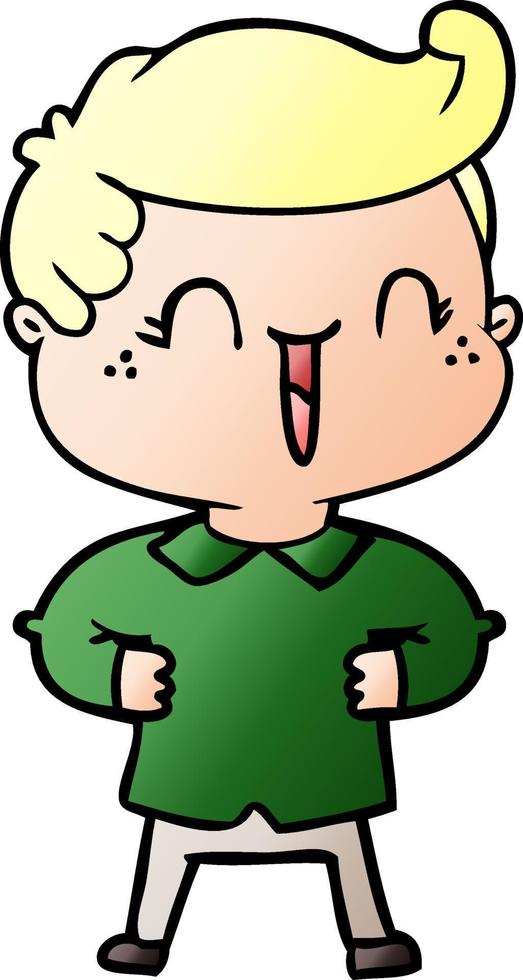 cartoon laughing boy with hands on hips vector