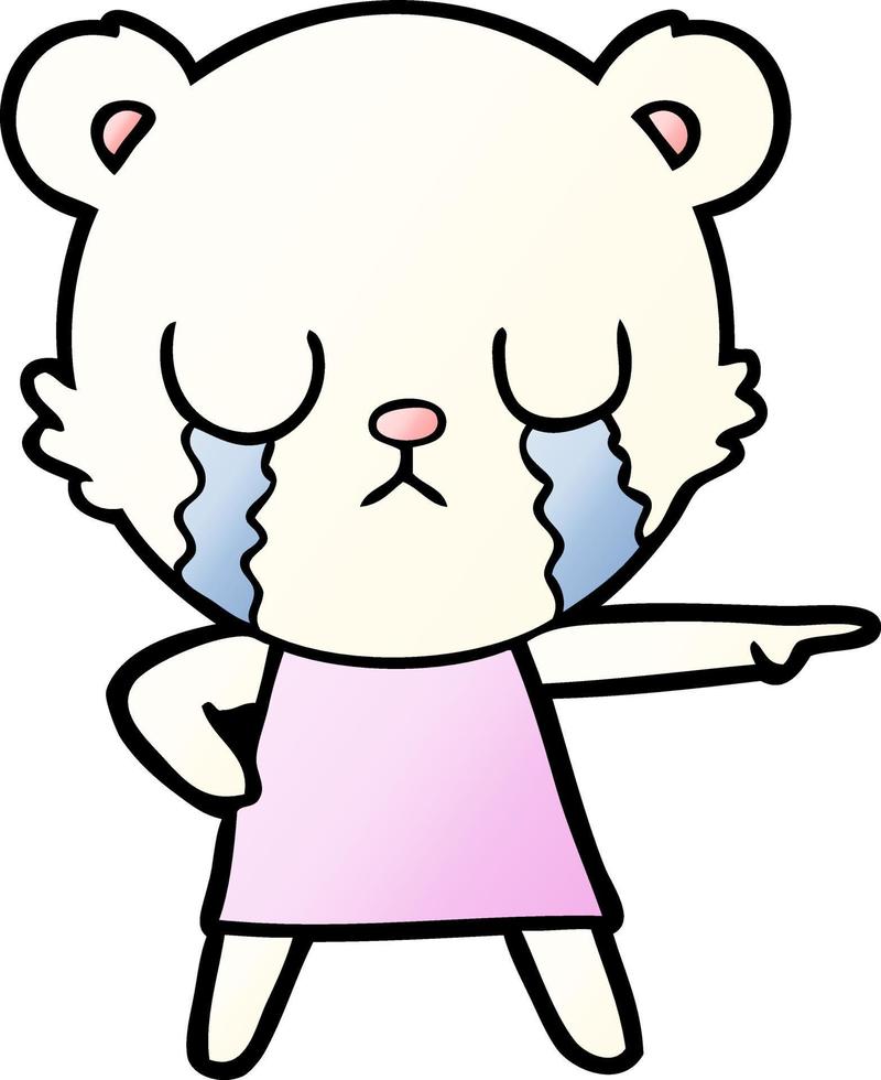 crying polar bear in dress pointing vector