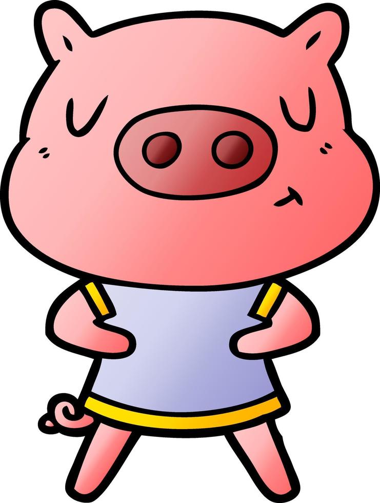 contenido de dibujos animados cerdo vistiendo camiseta vector