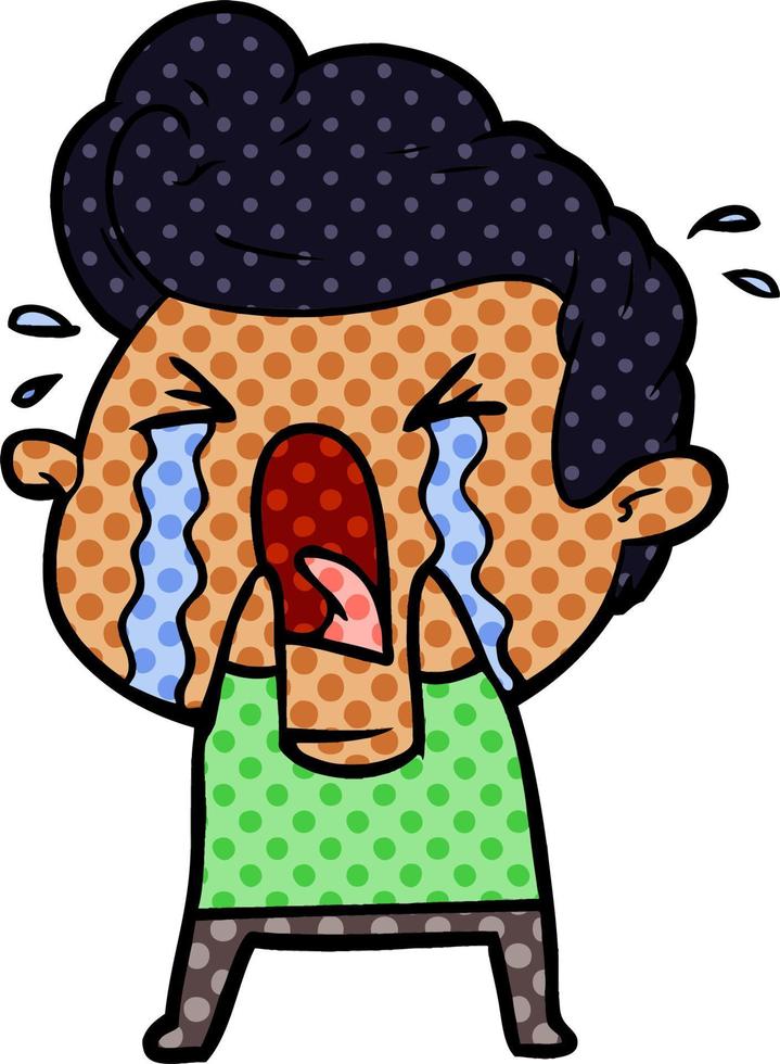 hombre llorando de dibujos animados vector