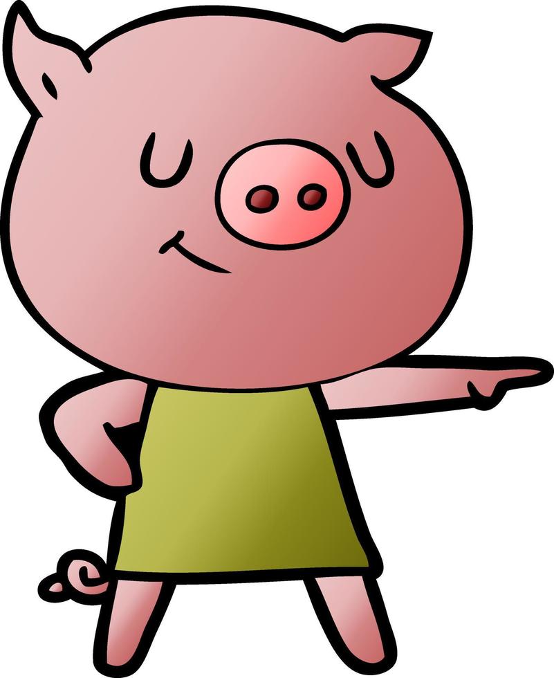 happy cartoon pig vector