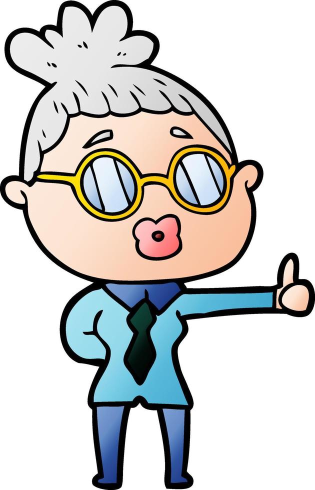 cartoon woman wearing spectacles vector