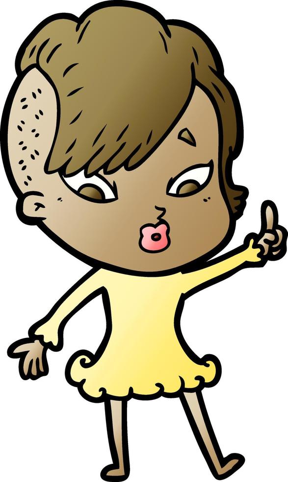 cartoon surprised girl pointing vector