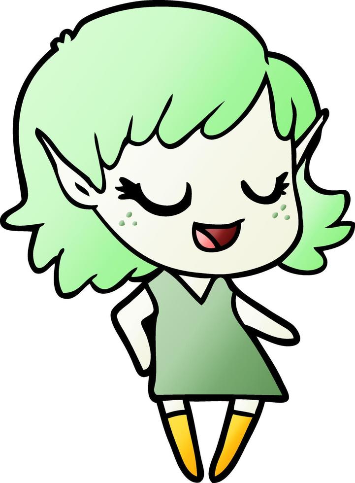 happy cartoon elf girl vector