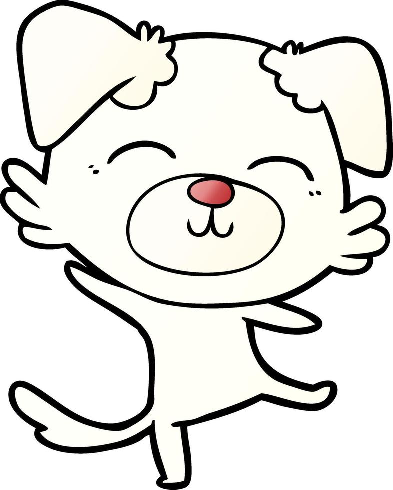 cartoon dog doing a happy dance vector