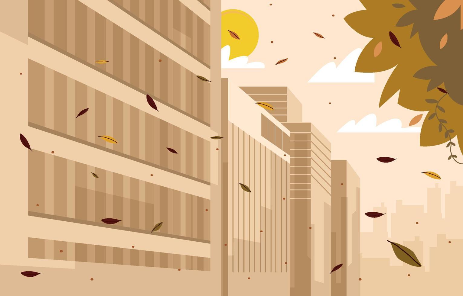 Fallen Leaves in City Background vector