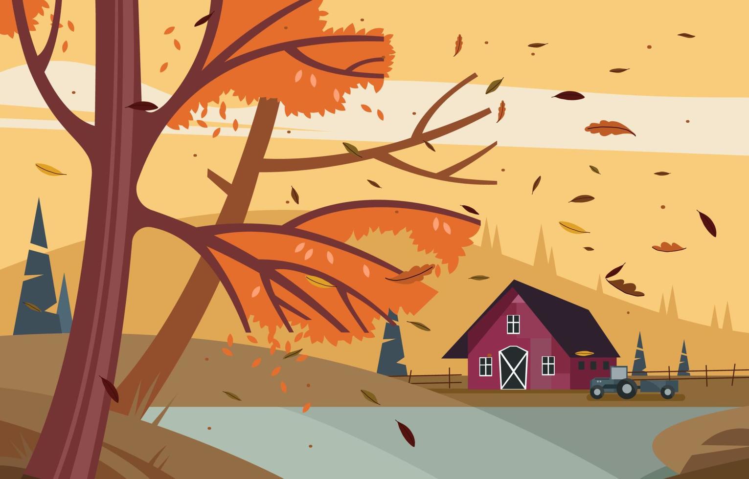 Fallen Leaves On The Farm Background vector