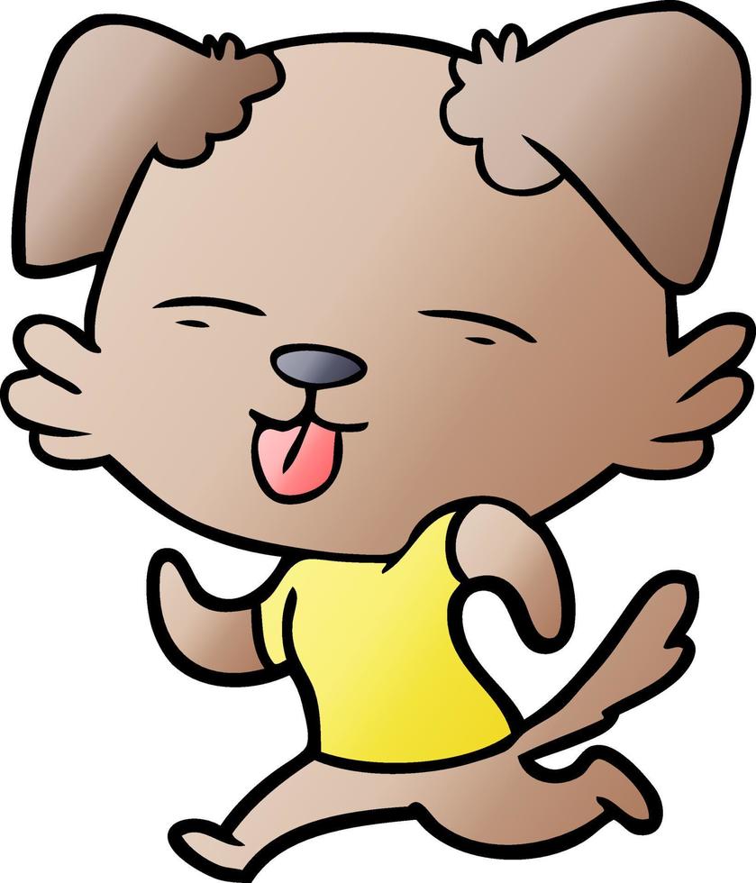 cartoon running dog sticking out tongue vector