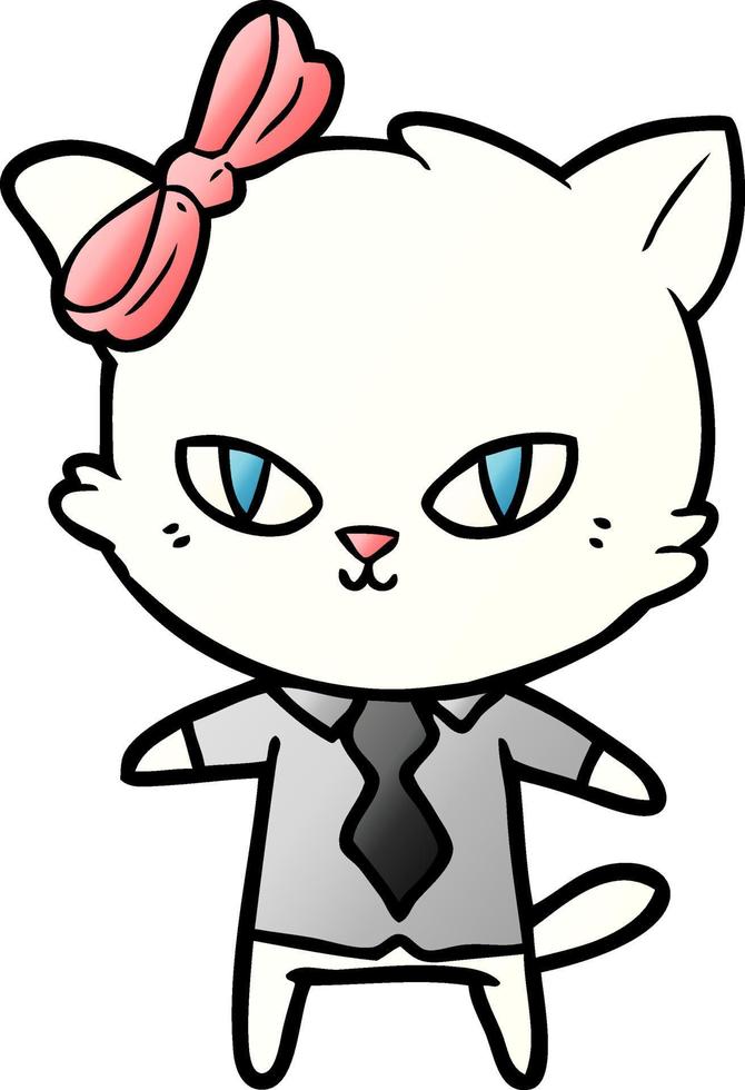 cute cartoon cat boss vector
