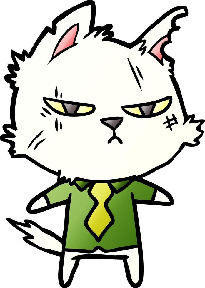 tough cartoon cat in shirt and tie vector