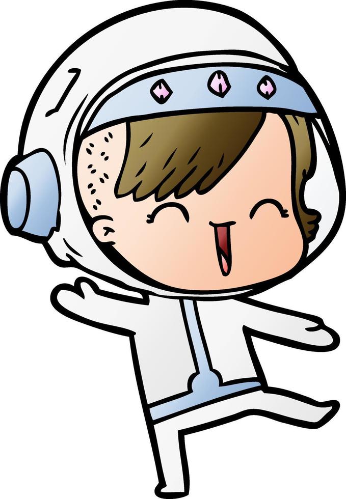 happy cartoon space girl vector