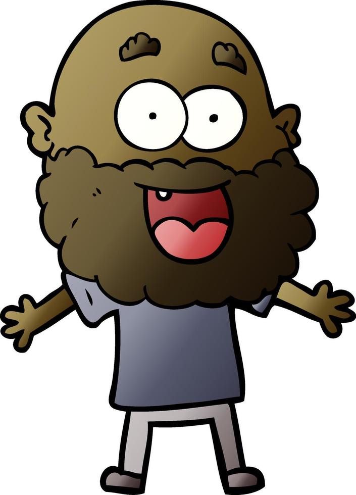 cartoon crazy happy man with beard vector