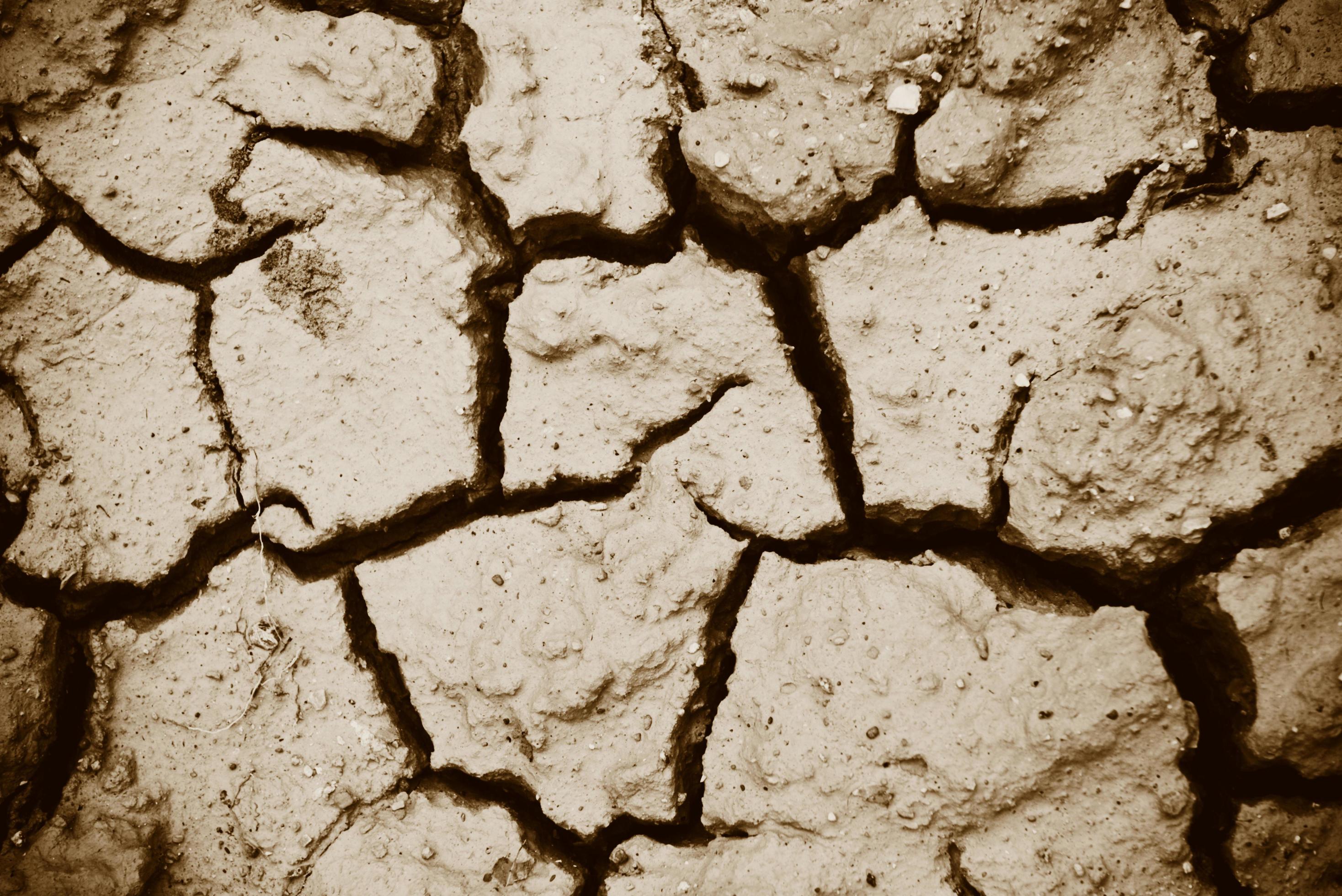 Cracks of the dried soil in arid season Arid soil , Cracked earth