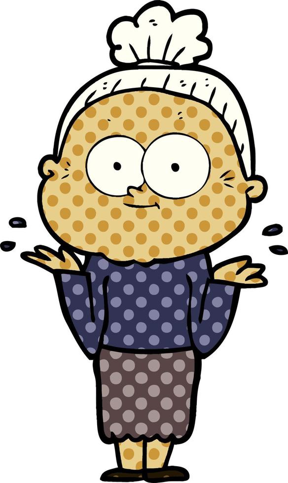 cartoon happy old woman vector