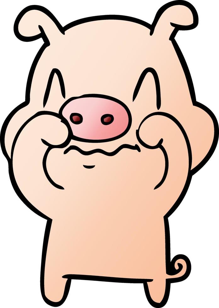 nervous cartoon pig vector