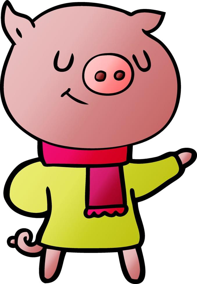 happy cartoon pig vector