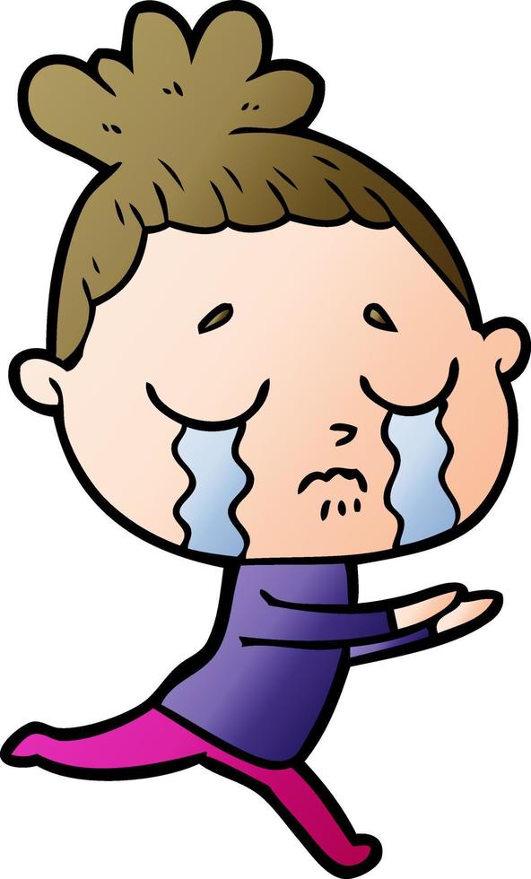 cartoon crying woman vector