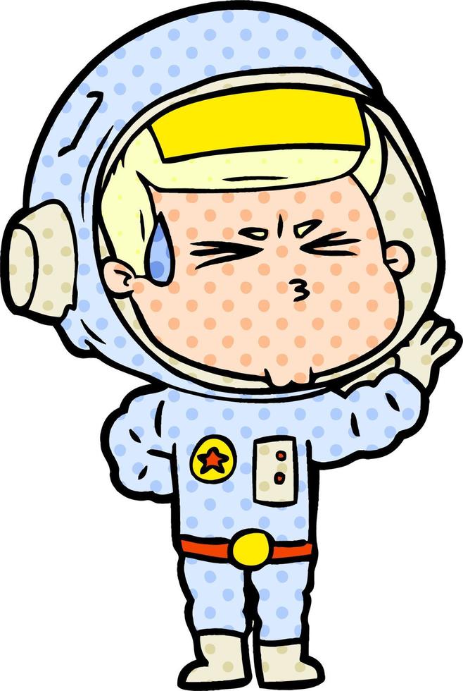 cartoon stressed astronaut vector