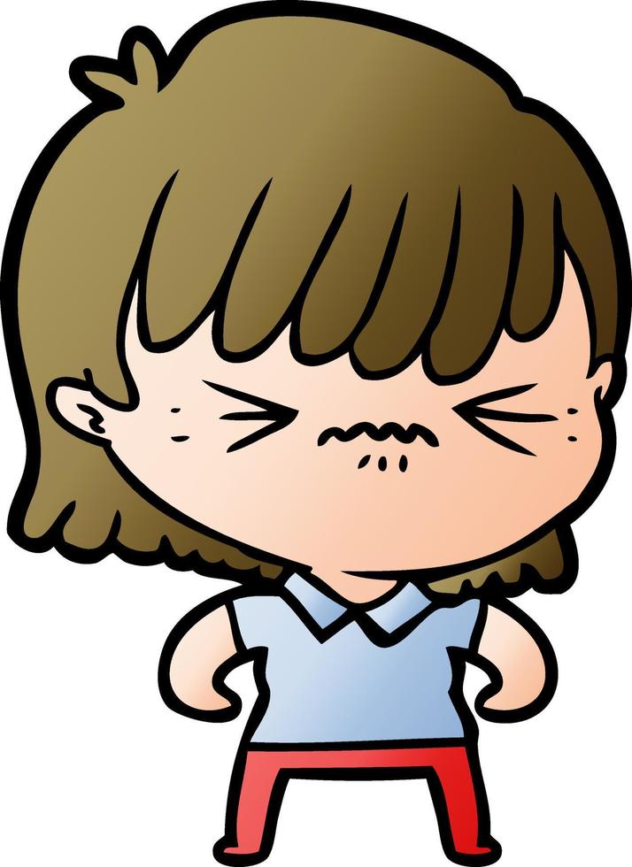 annoyed cartoon girl vector