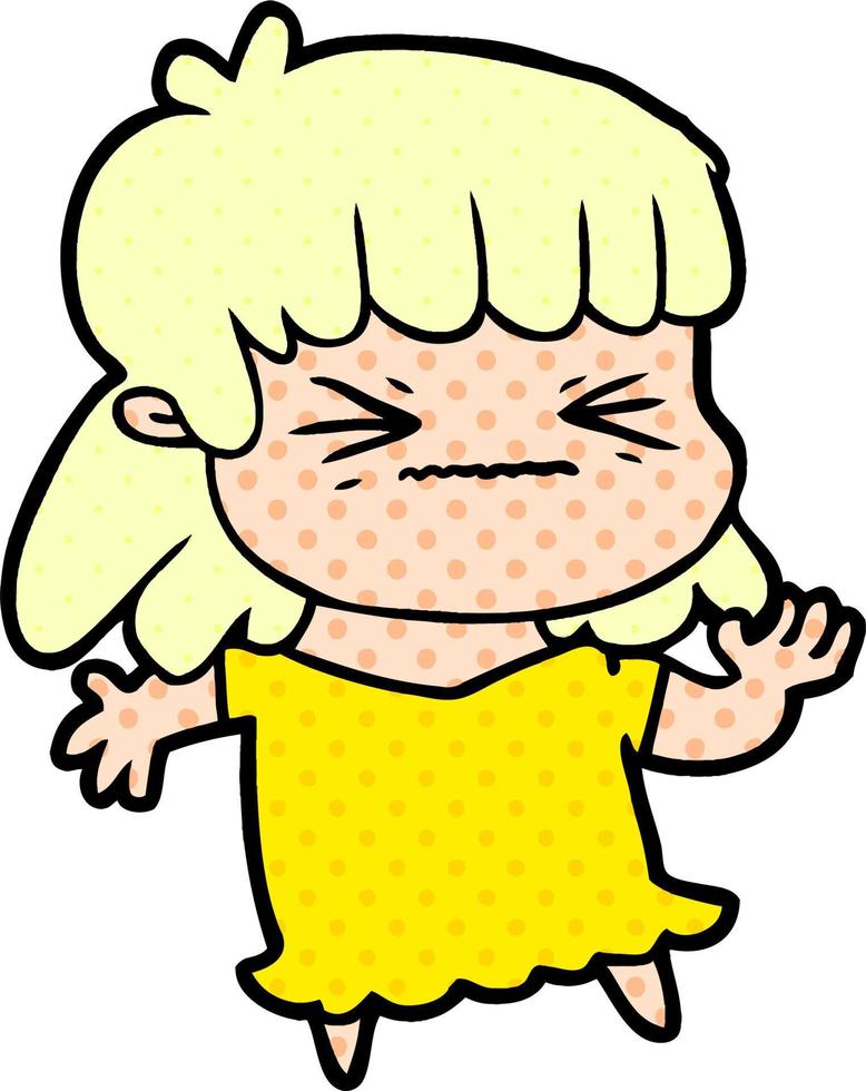 cartoon angry girl vector