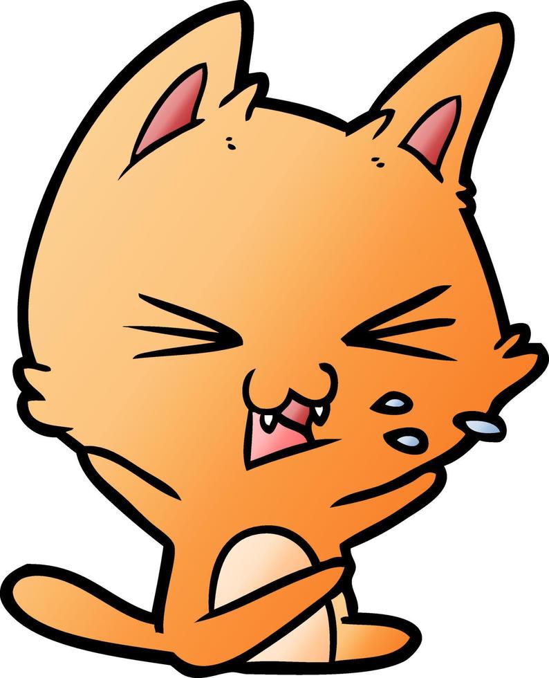 cartoon cat hissing vector