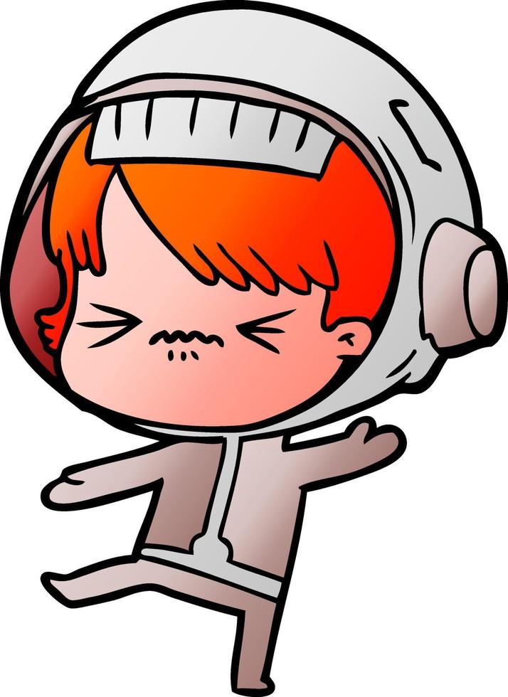 angry cartoon space girl vector