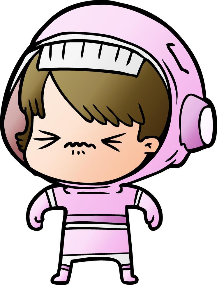 angry cartoon space girl vector