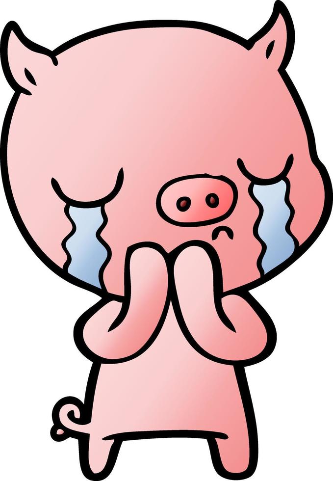 cartoon pig crying vector