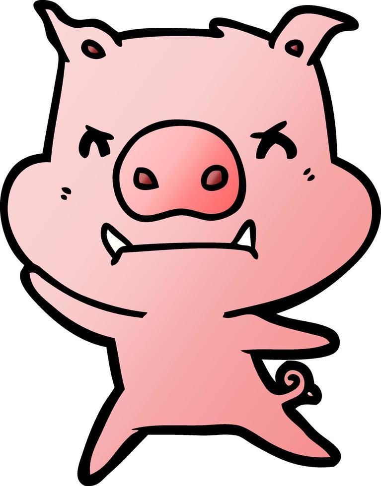 angry cartoon pig vector