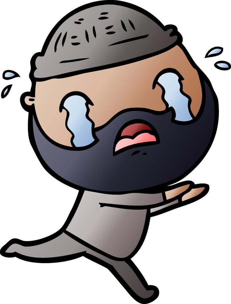 cartoon bearded man crying vector