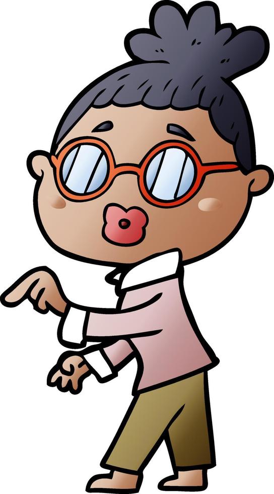 cartoon woman wearing spectacles vector