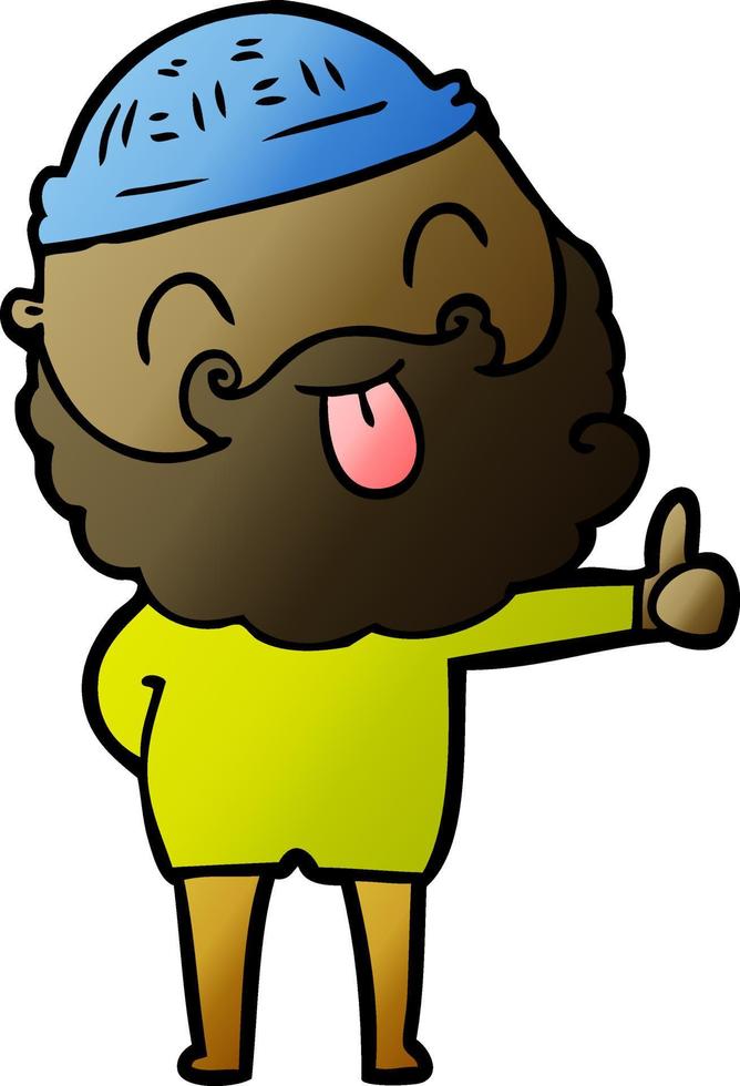 man with beard sticking out tongue vector