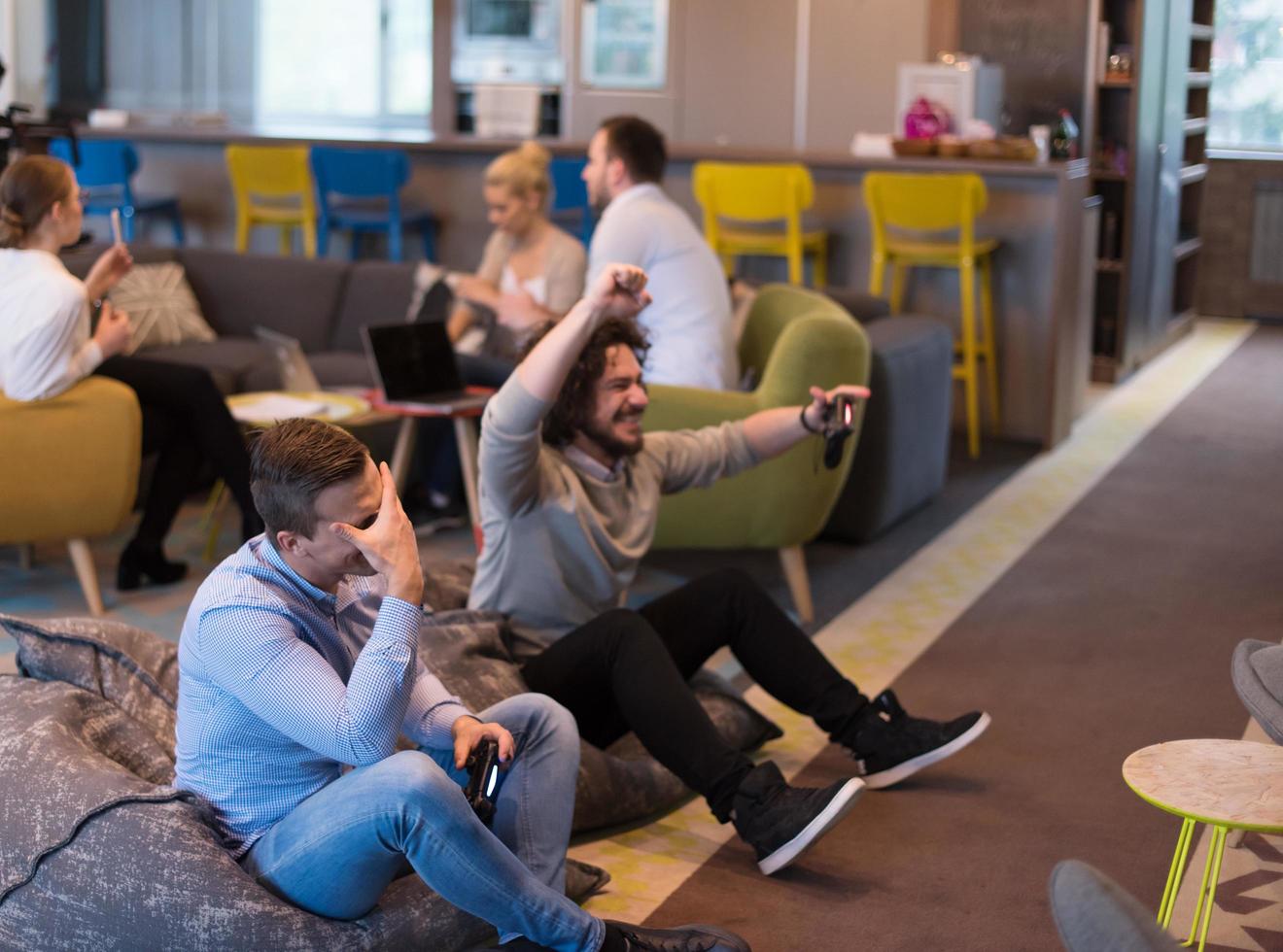 startup Office Workers Playing computer games photo
