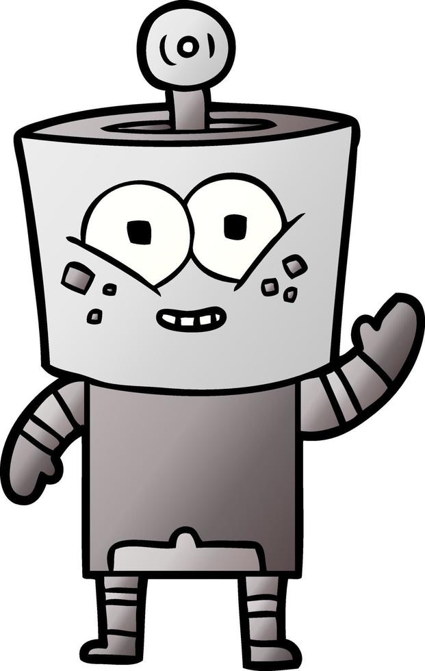 happy cartoon robot waving hello vector