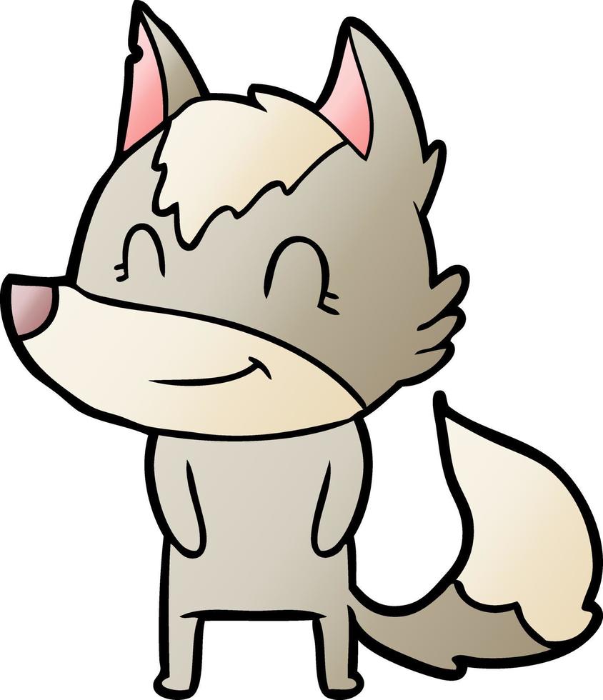 friendly cartoon wolf vector