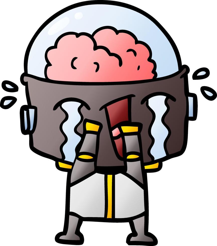 cartoon crying robot vector
