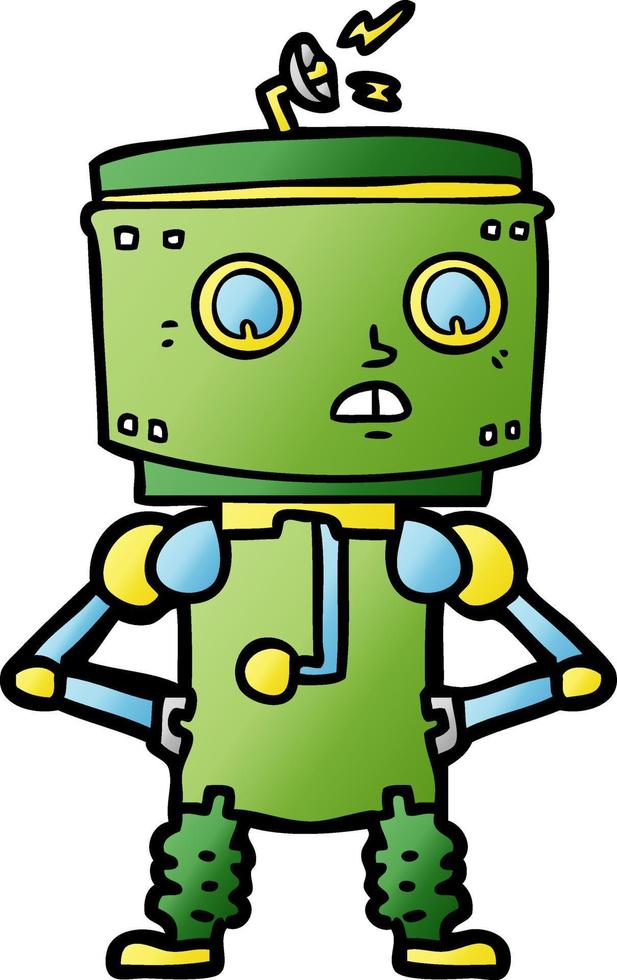 cartoon robot with hands on hips vector