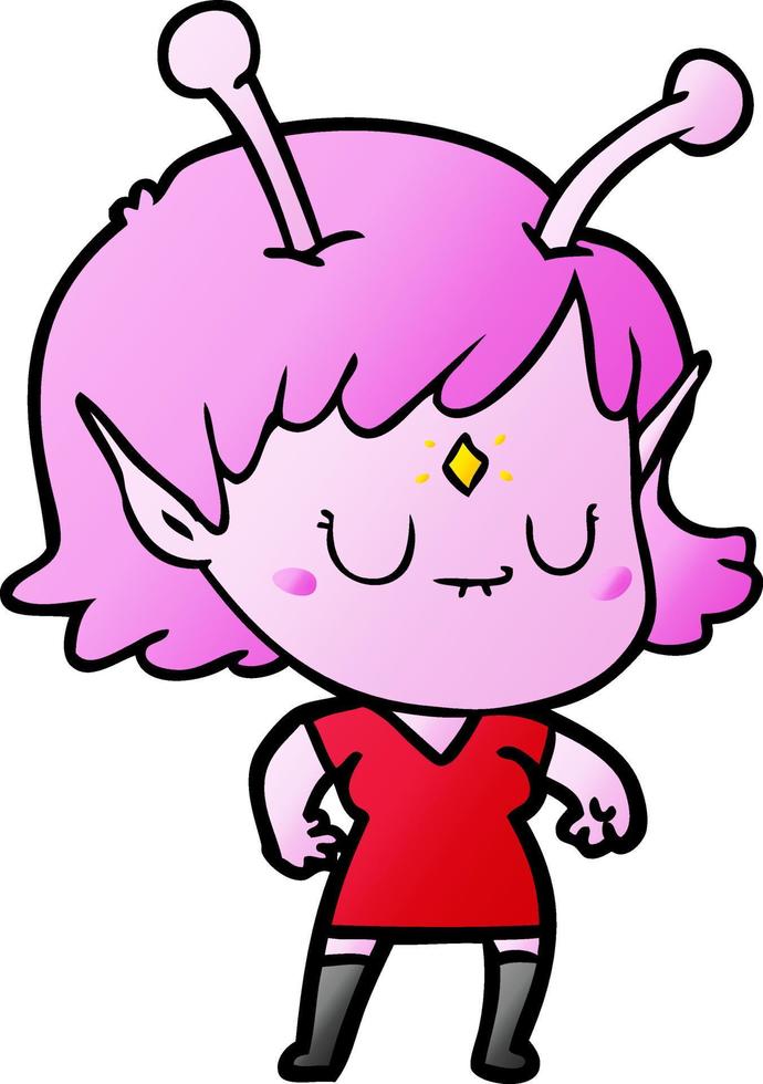 cartoon alien girl vector