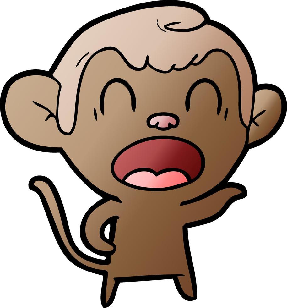 shouting cartoon monkey pointing vector