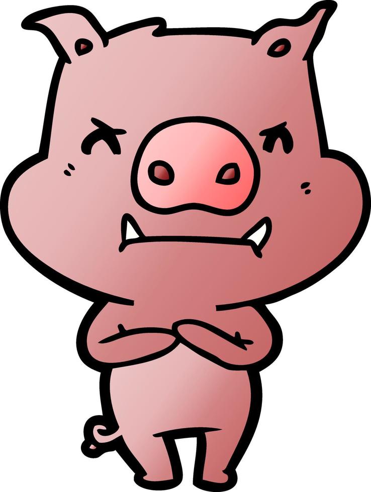 angry cartoon pig vector
