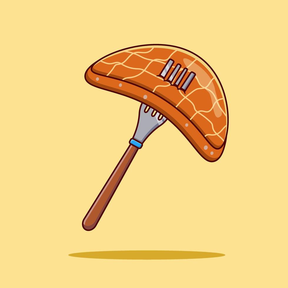 Salmon meat and fork vector illustration