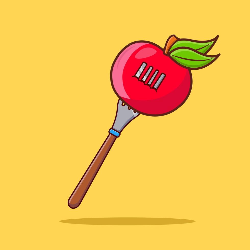 Ilustración de vector de manzana y tenedor