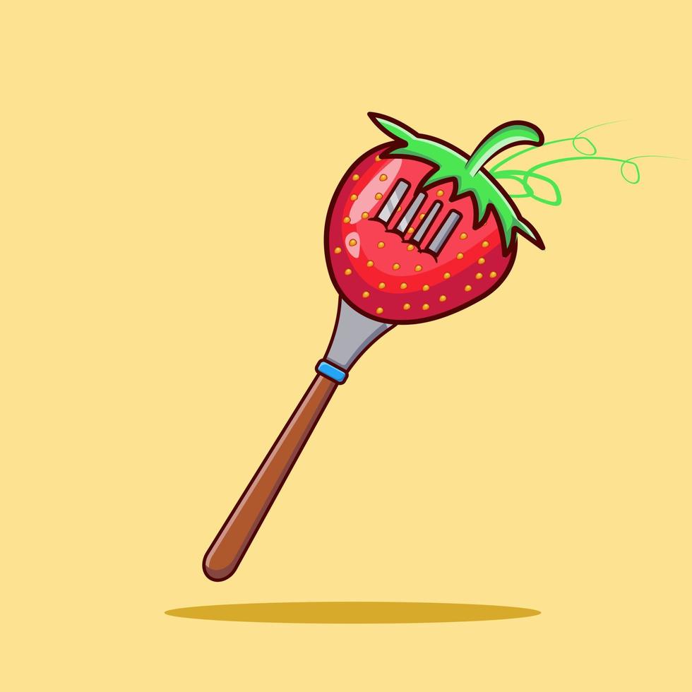 Strawberry and fork vector illustration